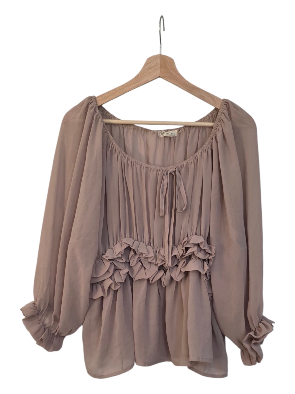 Romantic Ruffled Sheer Blouse in Dusty Rose Medium